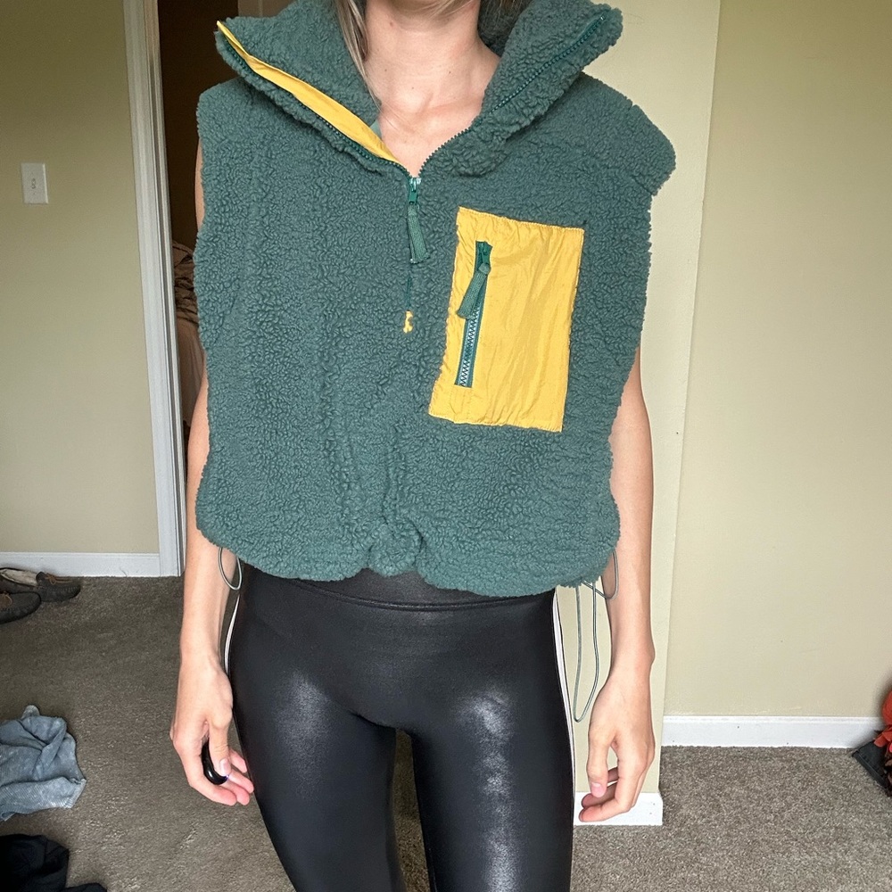 Oli & Hali | Green and Yellow Fleece Vest